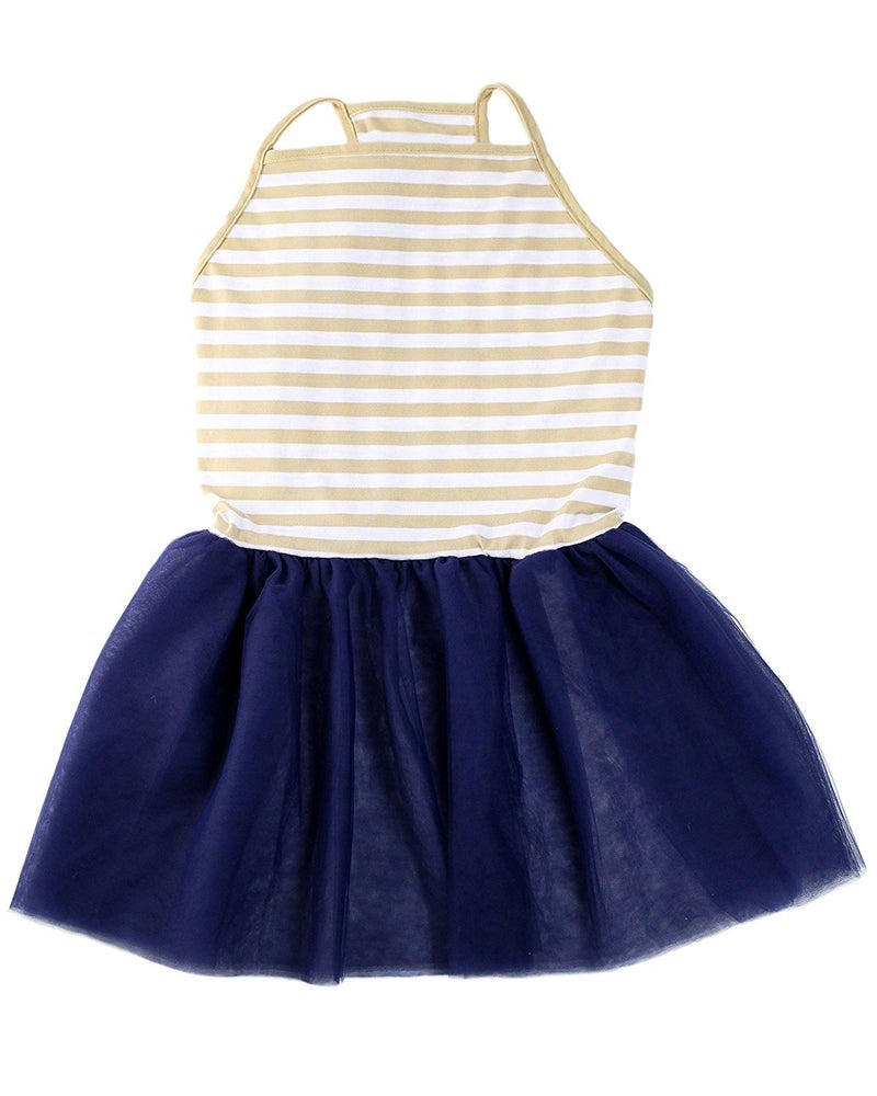 Midlee Elegant Tan & White Stripe Tutu Large Dog Dress (X-Large) - Image 3